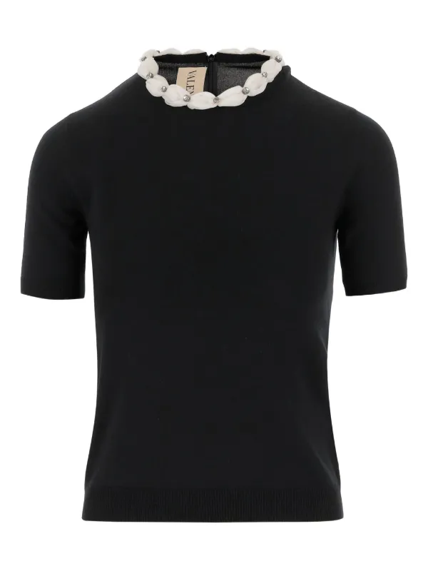 Valentino Garavani Embellished-collar Sweater in Black