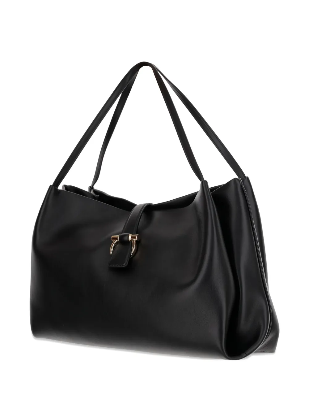 Ferragamo Gancini-clasp calfskin shoulder bag Zwart