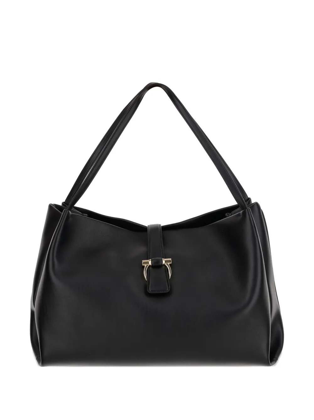 Ferragamo Gancini-clasp calfskin shoulder bag - ブラック Ferragamo Gancini-clasp calfskin shoulder bag - ブラック