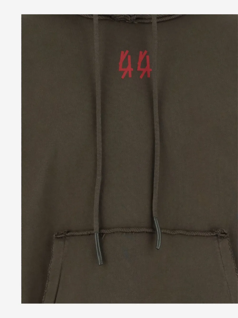 44 LABEL GROUP logo-print frayed-edge hoodie Groen