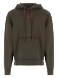 44 LABEL GROUP logo-print frayed-edge hoodie - Green