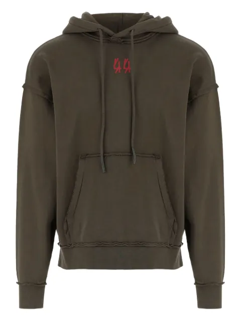 44 LABEL GROUP logo-print frayed-edge hoodie
