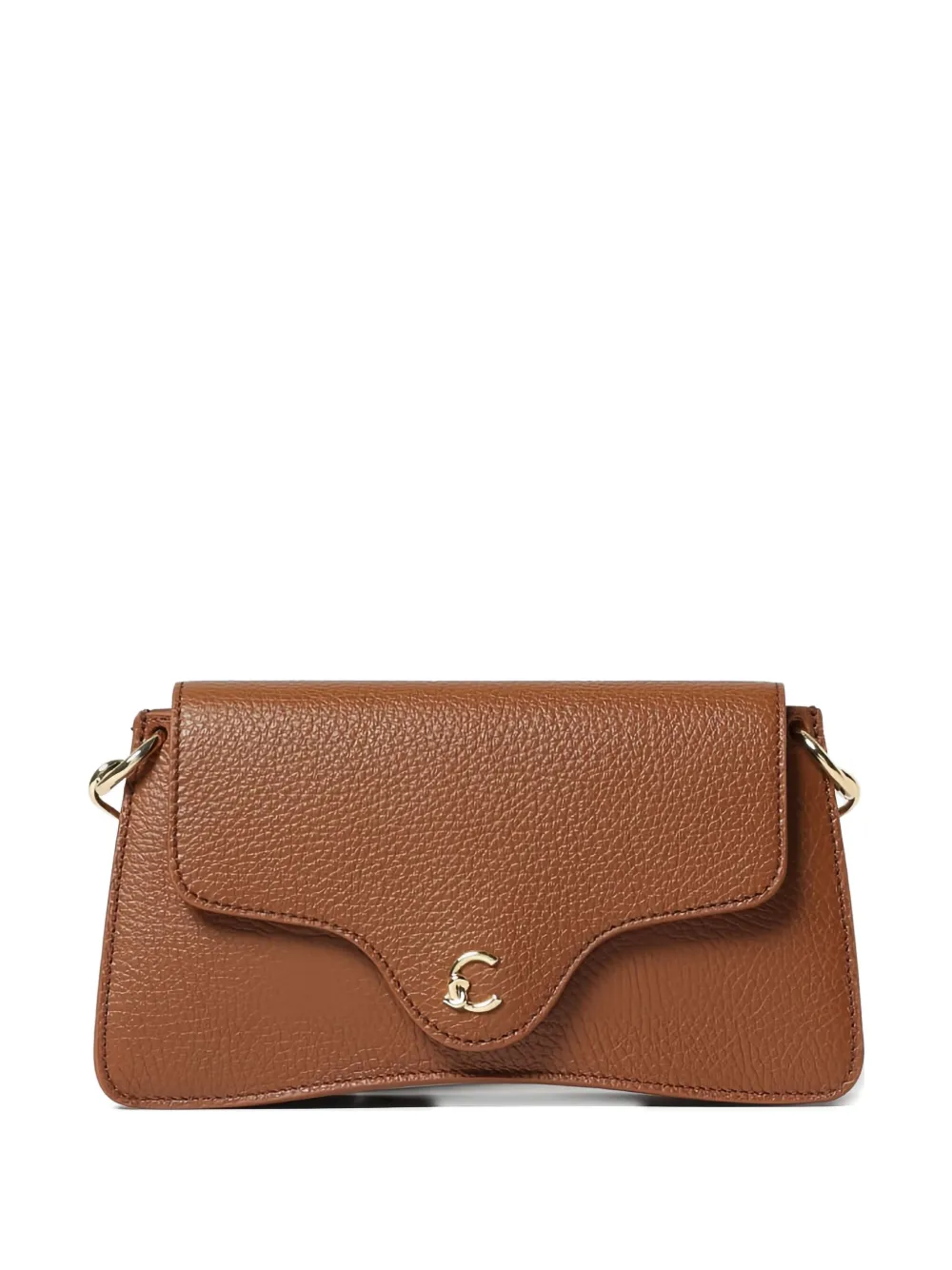 Coccinelle Mini C-me Logo-plaque Shoulder Bag In Brown