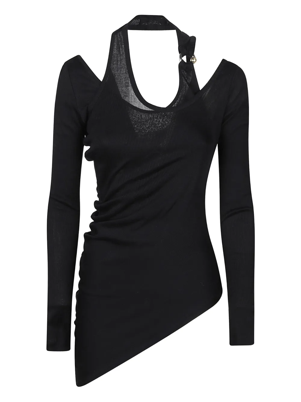 Jean Paul Gaultier ring-detail asymmetrical top | Black | Image 1