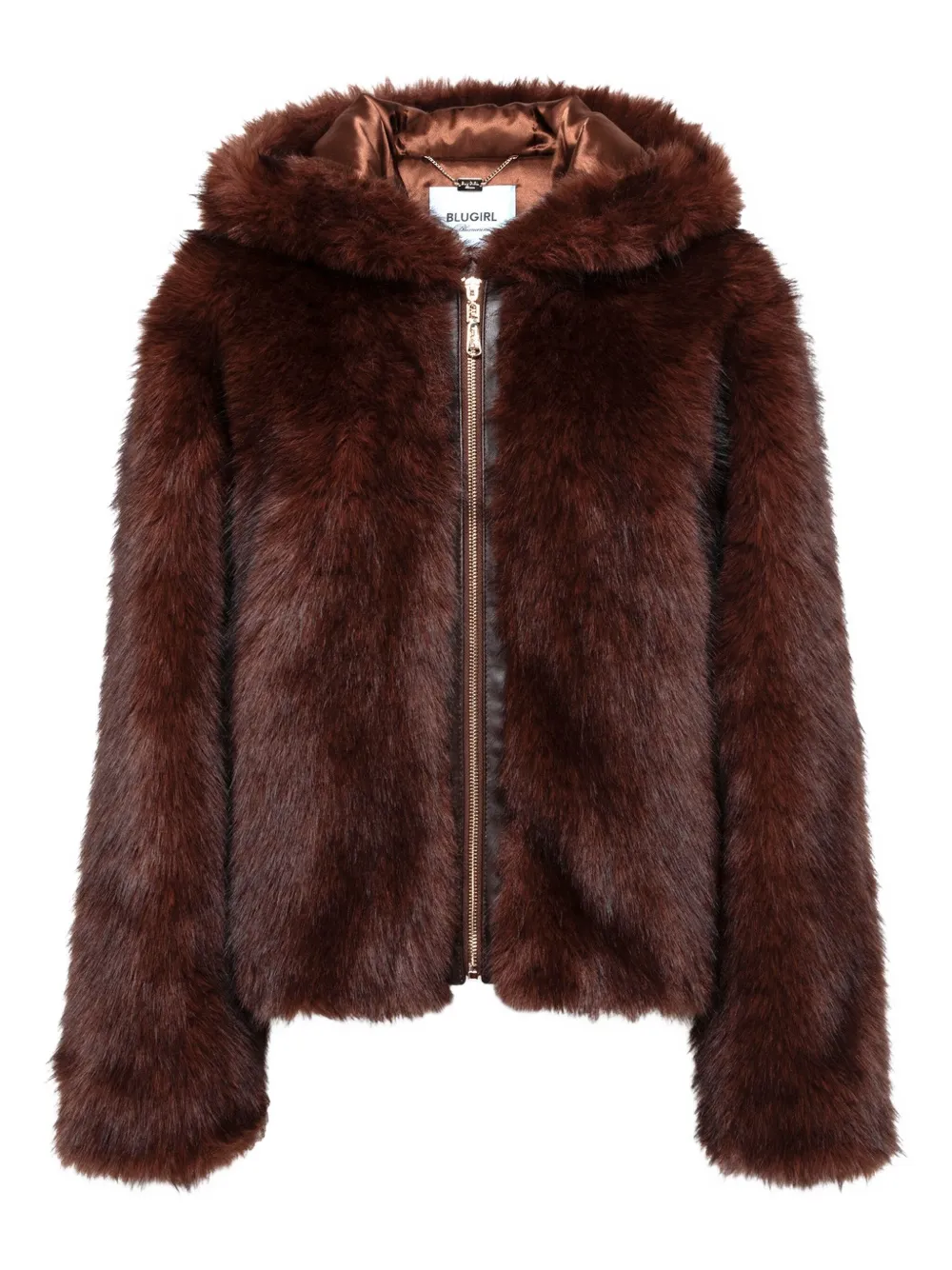 Blugirl Hooded Faux-fur Jacket In Brown