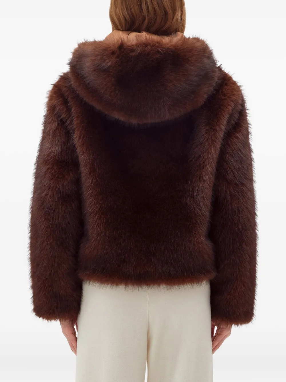Blugirl Hooded Faux-fur Jacket In Brown