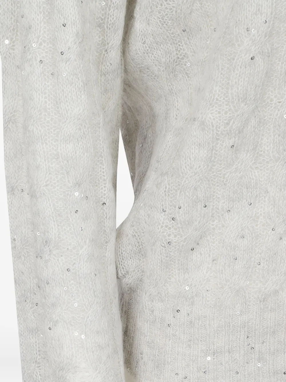 Brunello Cucinelli Trui verfraaid met pailletten en V-hals Grijs