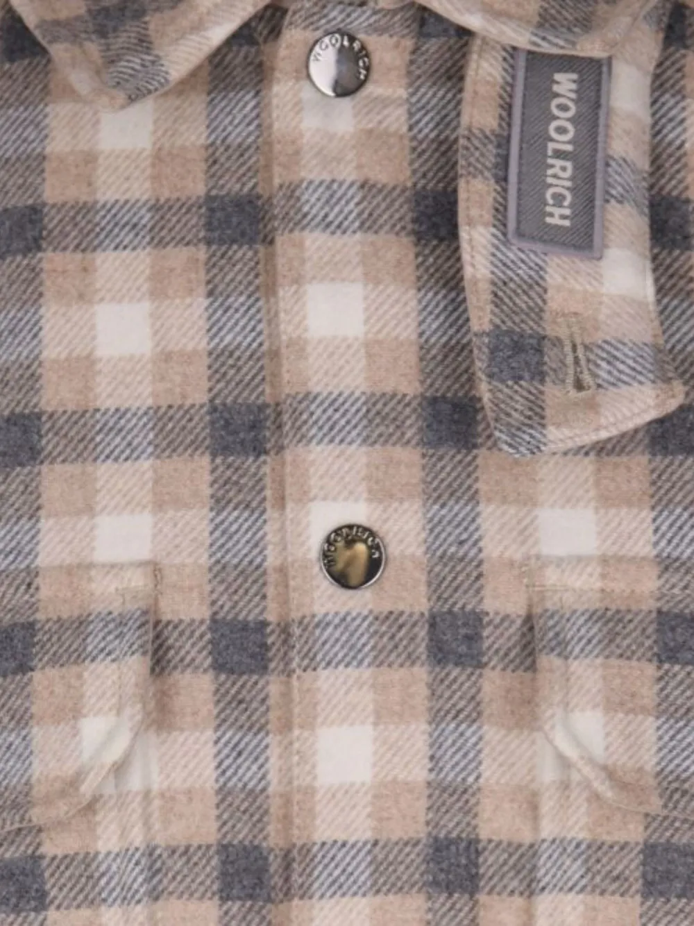 Woolrich Plaid Pattern Collared Jacket Chest Pockets In Brown