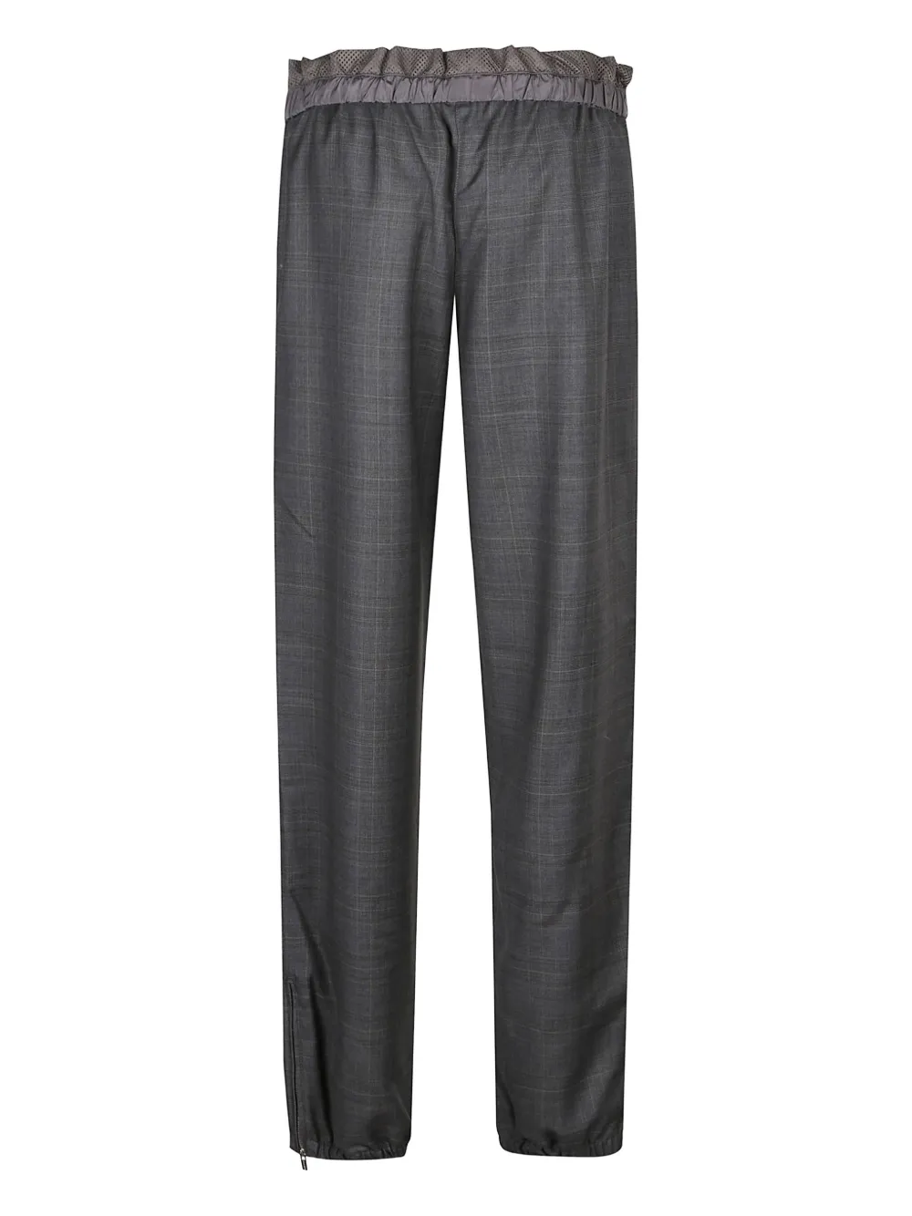 Miu Miu Geruite broek met elastische tailleband - Grijs