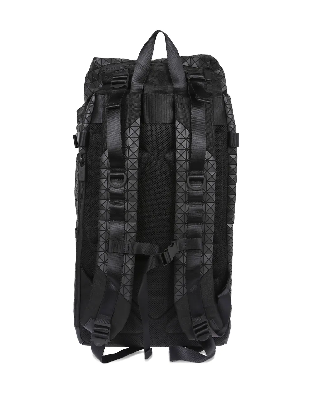 Bao Bao Issey Miyake Geometric Pattern Leather Backpack With Structured Silhouette In Black
