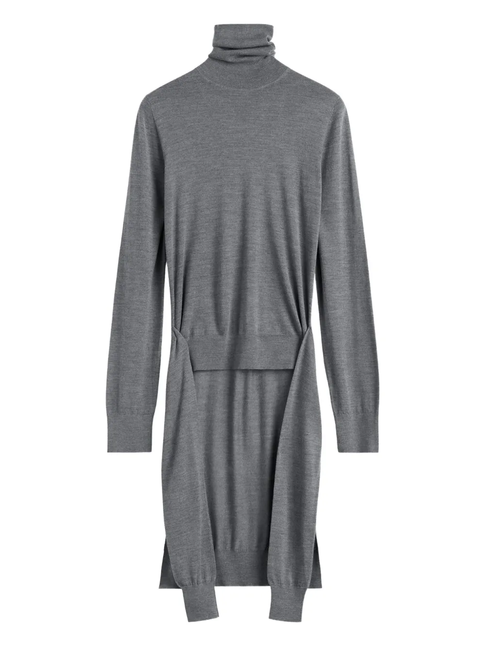 Totême Turtleneck Belted Midi Dress In Gray