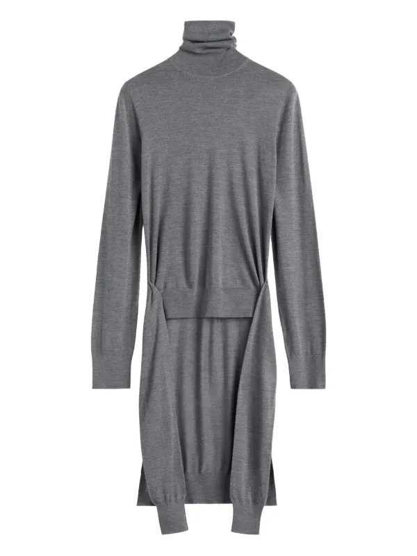 TOTEME Turtleneck Belted Midi Dress | Grey