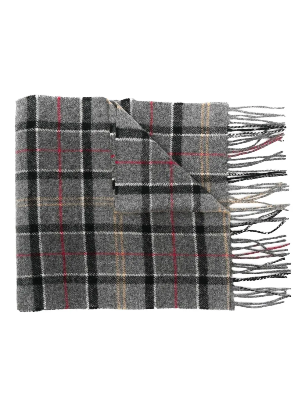 Barbour tartan-fringed scarf - グレー Barbour tartan-fringed scarf - グレー