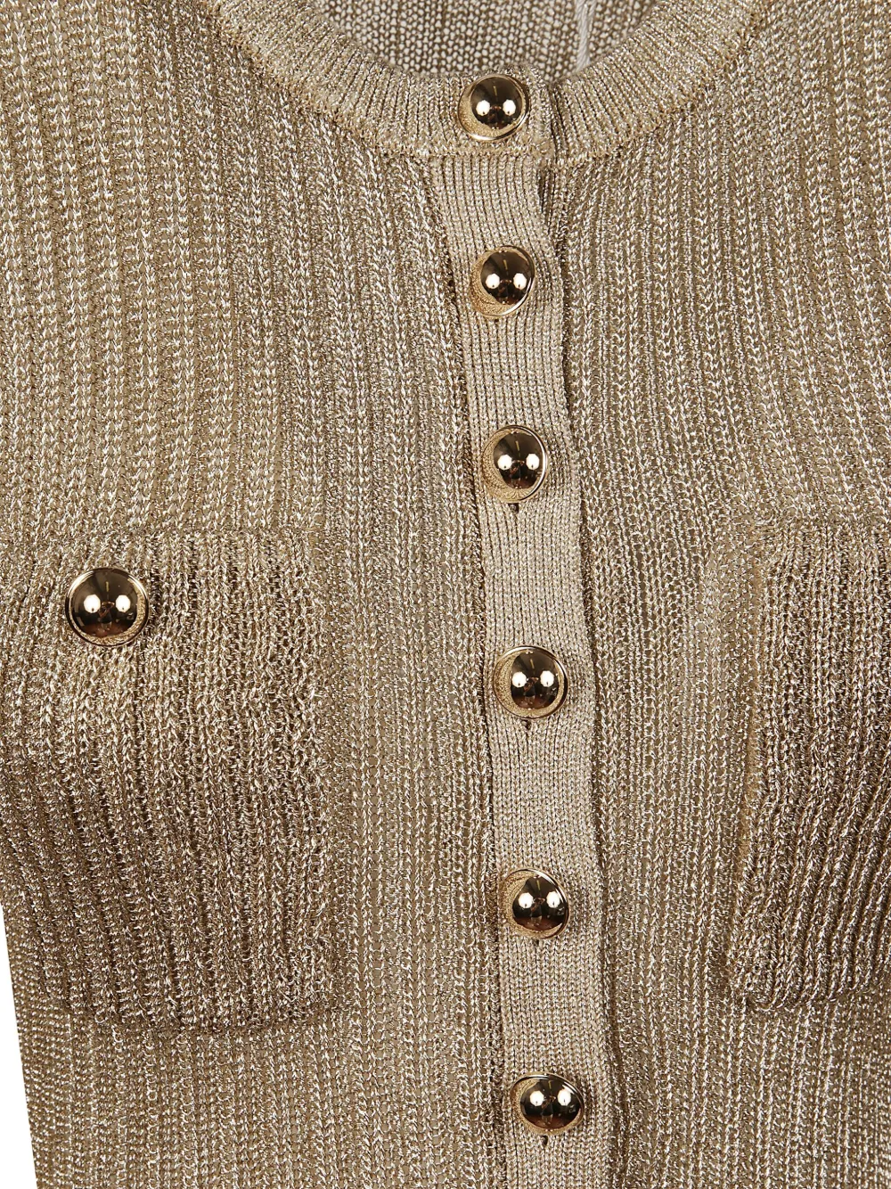 Self-Portrait Ribgebreide midi-jurk Goud