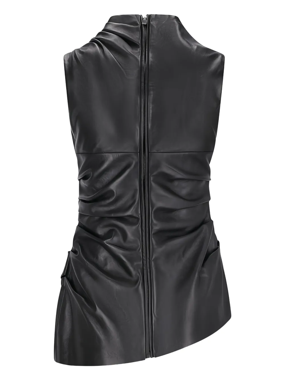 Giuseppe Di Morabito Draped Leather Top In Black