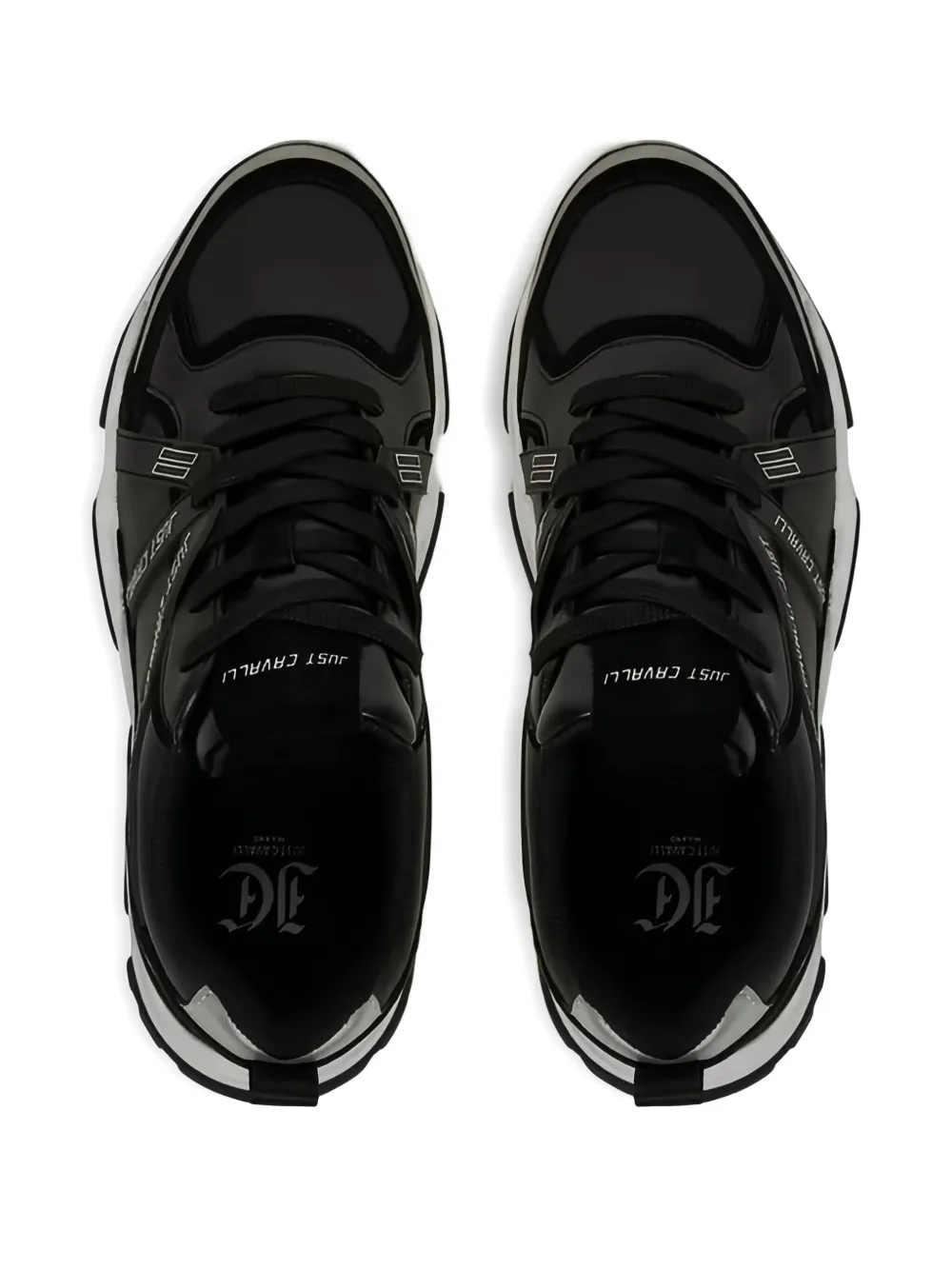 Just Cavalli Panelled Black Low-top Sneakers In Black