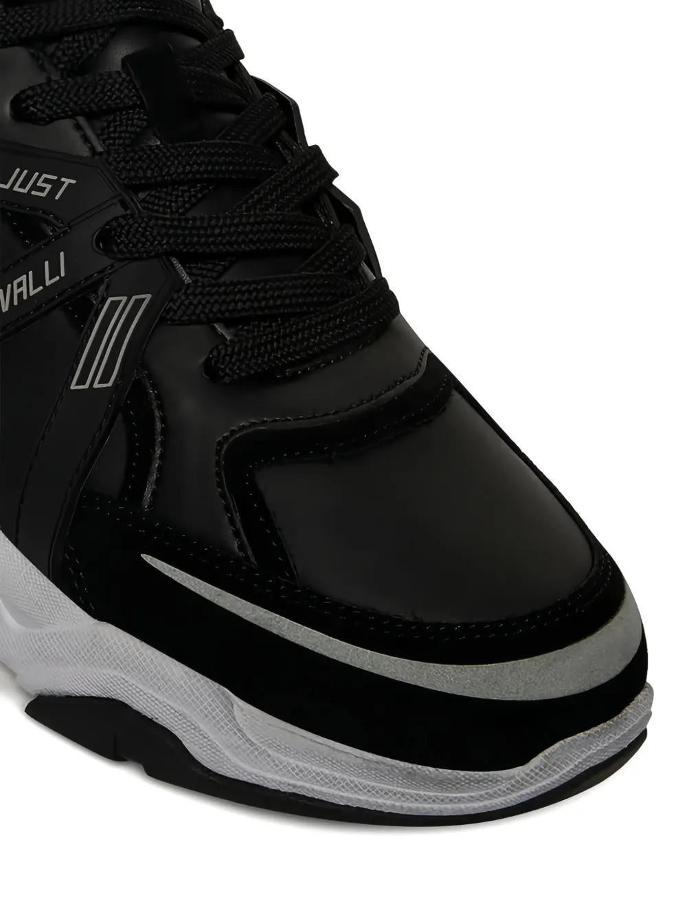 Just Cavalli Panelled Black Low-top Sneakers In Black