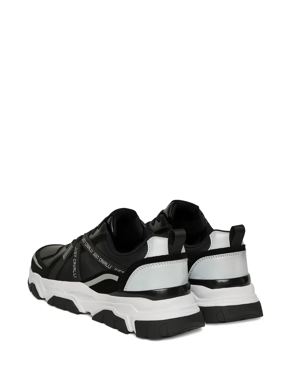 Just Cavalli Panelled Black Low-top Sneakers In Black