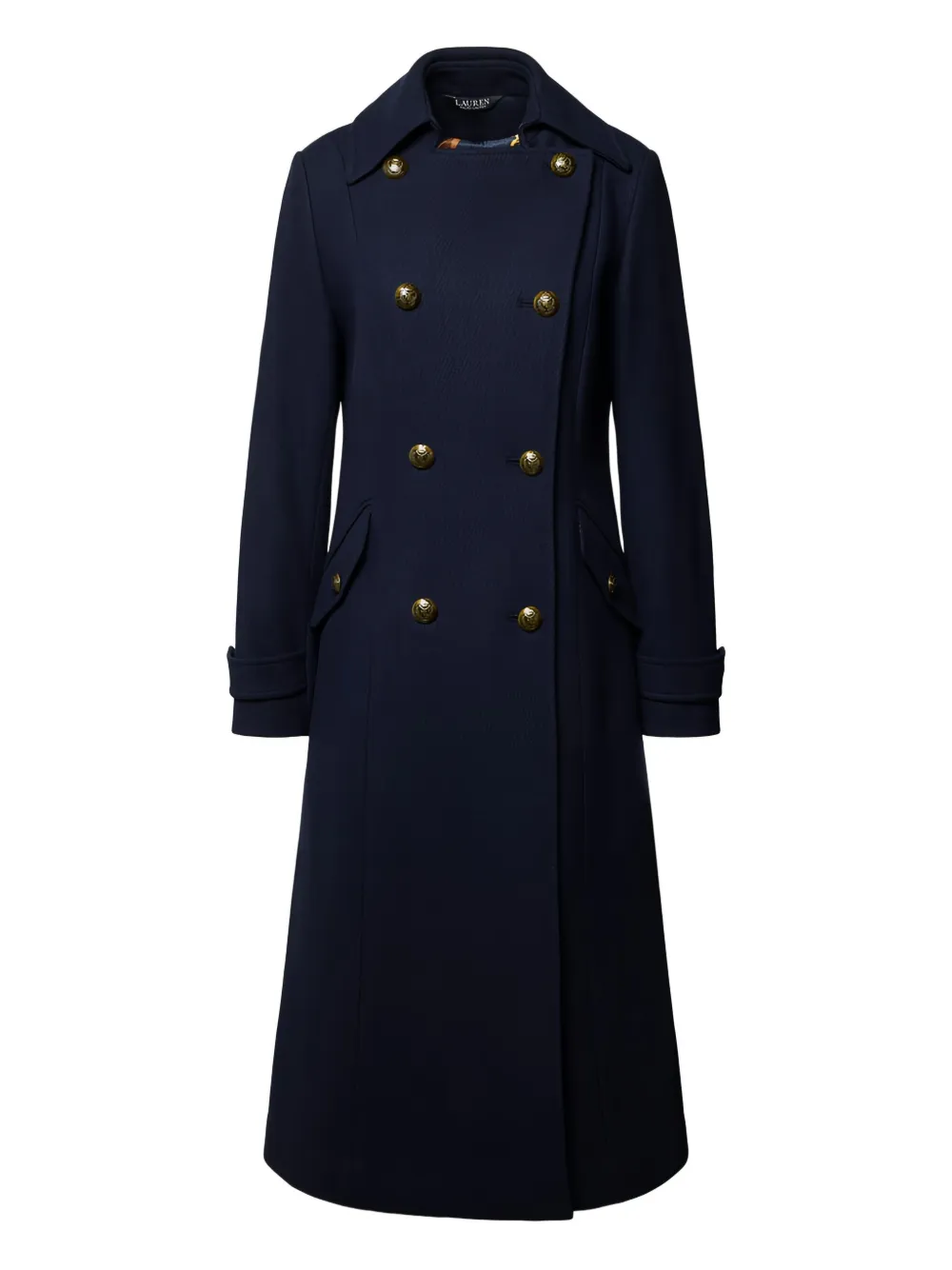 Ralph Lauren Navy Blue Double-breasted Coat In Blue