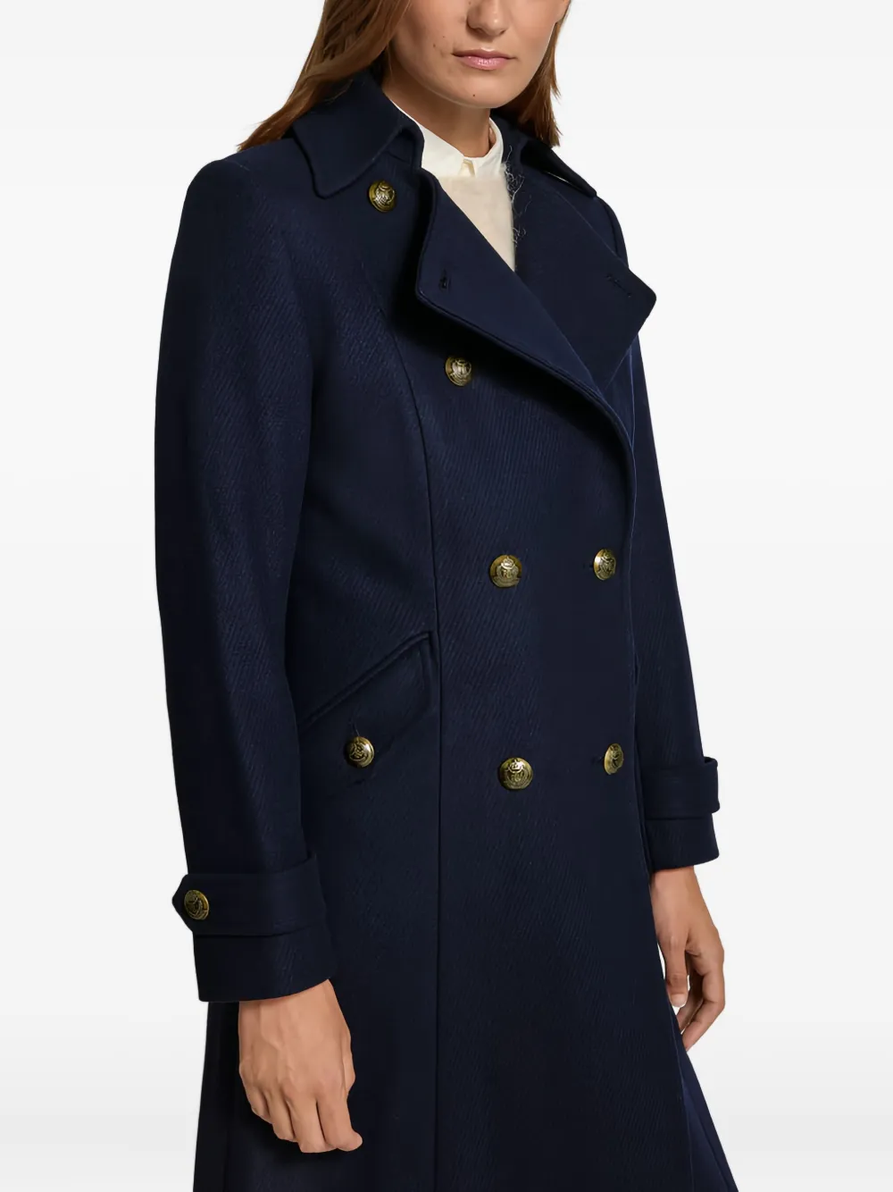 Ralph Lauren Navy Blue Double-breasted Coat In Blue