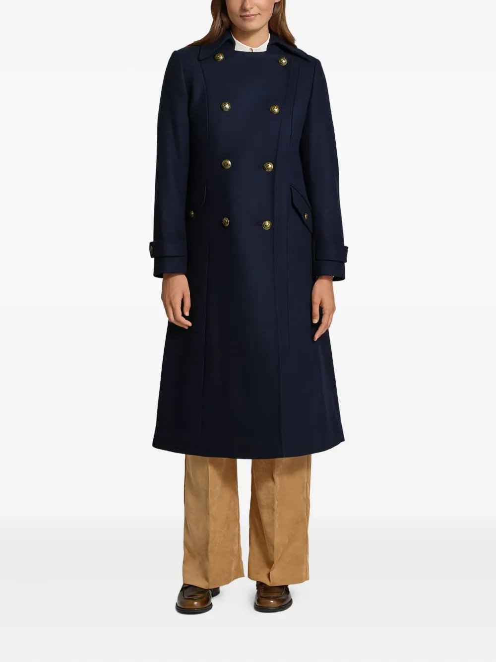 Ralph Lauren Navy Blue Double-breasted Coat In Blue