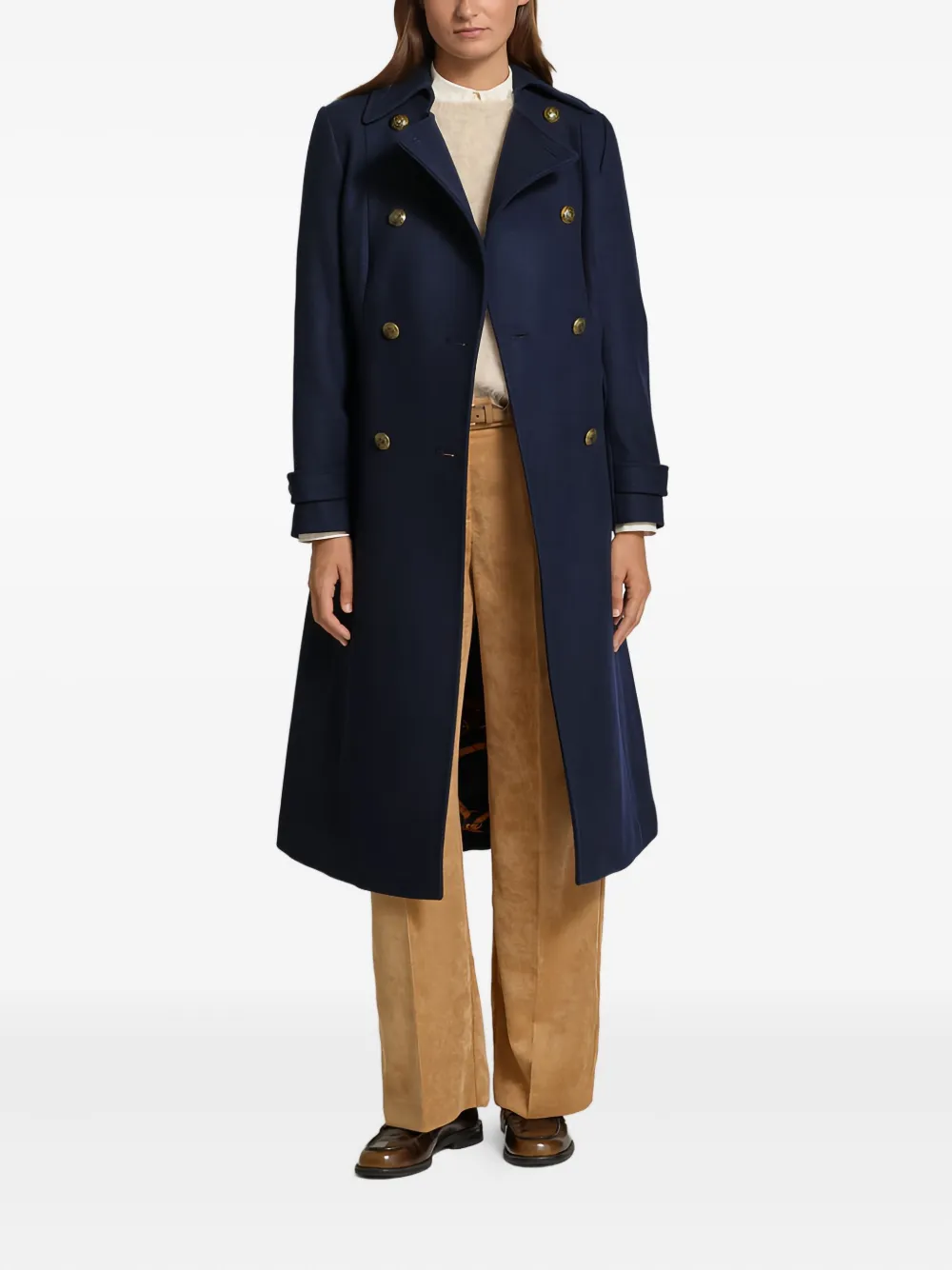 Ralph Lauren Navy Blue Double-breasted Coat In Blue