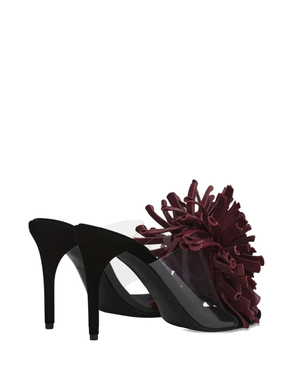 90mm Leather-Flower Heeled Sandals