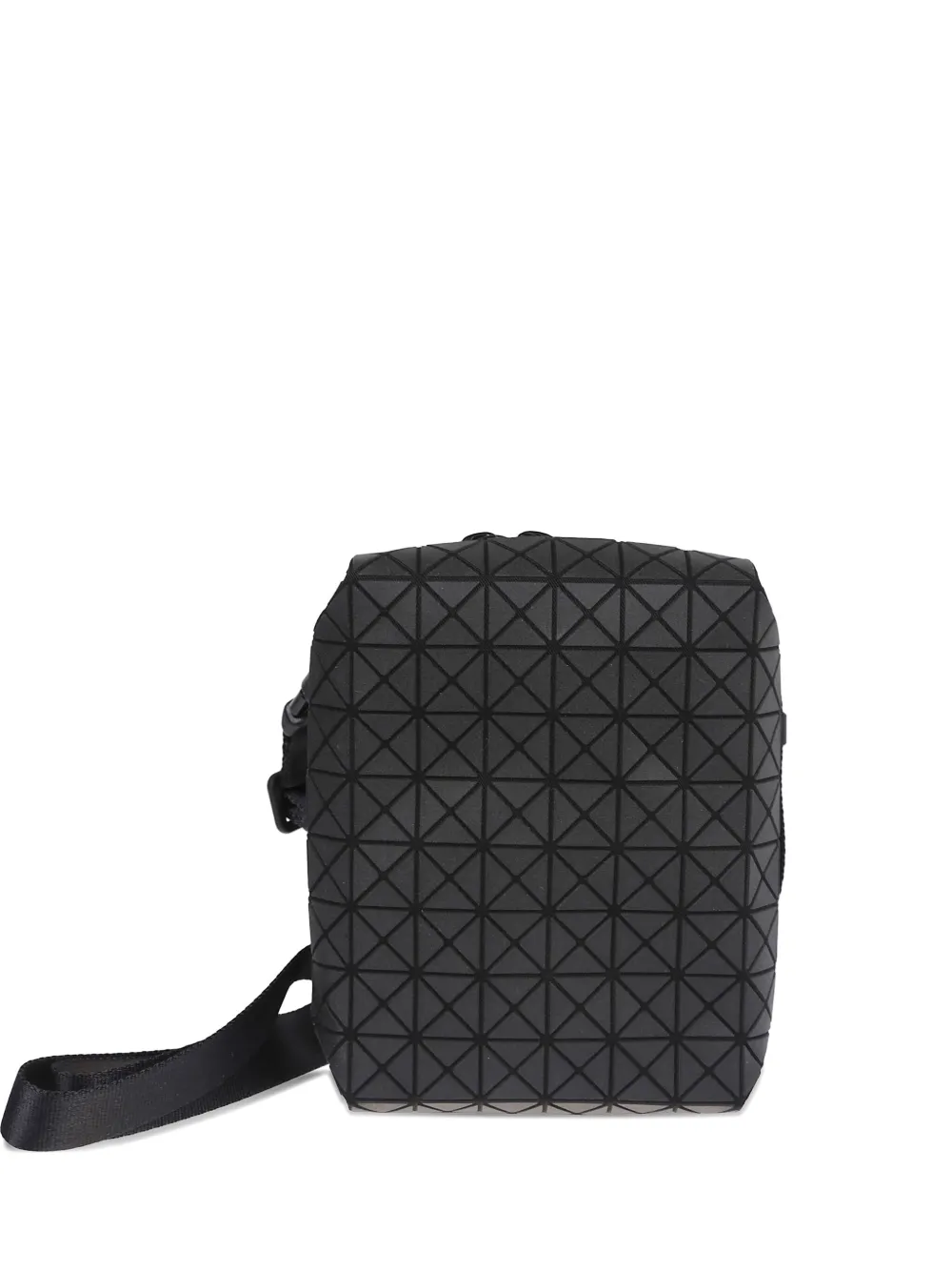 Bao Bao Issey Miyake Geometric Texture Leather Shoulder Bag With Zip Closure In Black