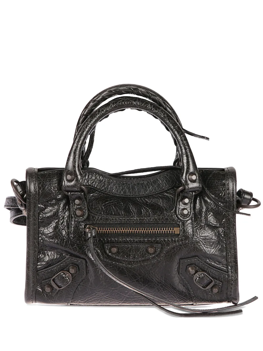 Balenciaga mini Le City braided-handle leather tote bag - Black