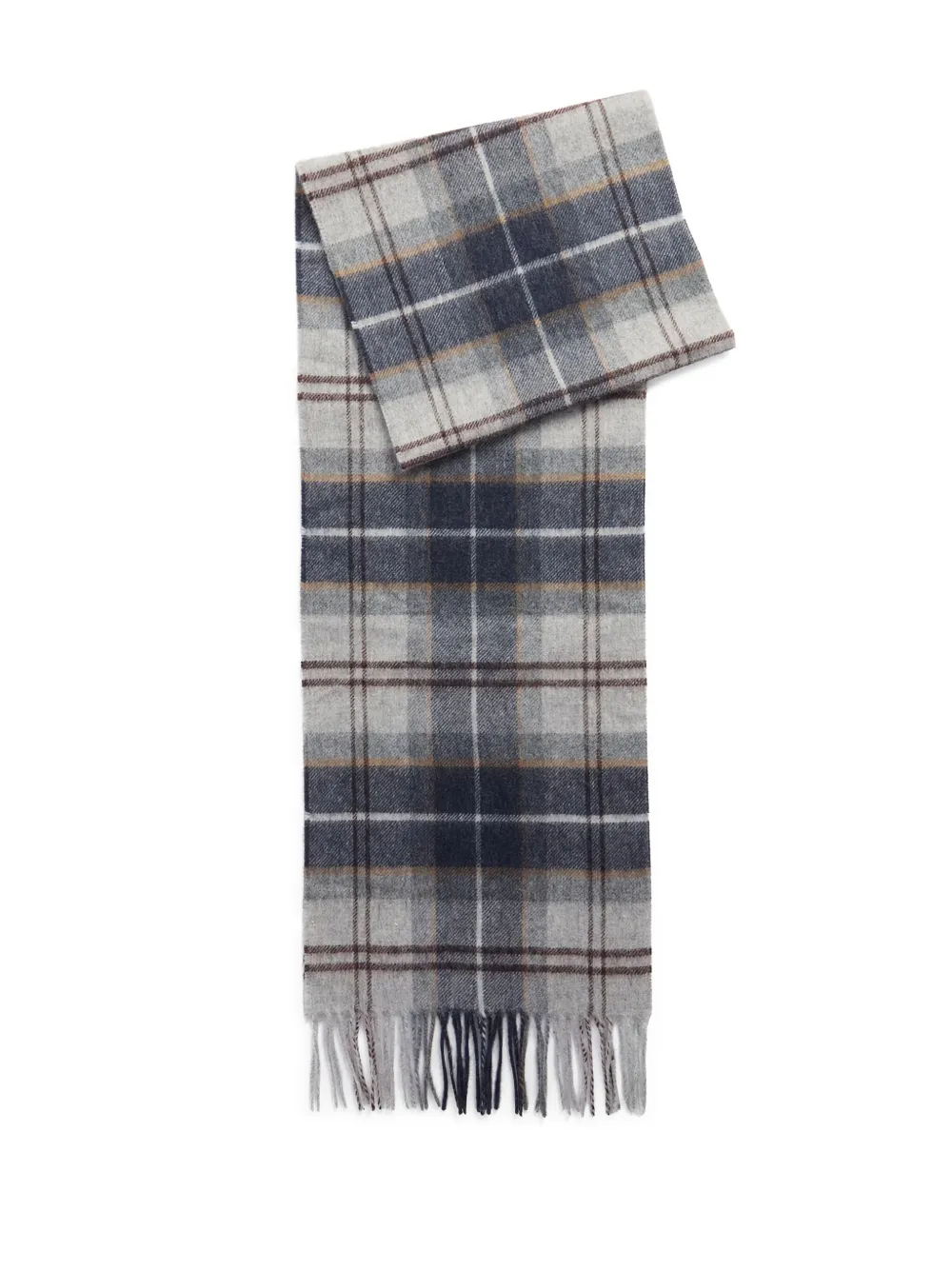 Barbour Geruite sjaal met franje Grijs