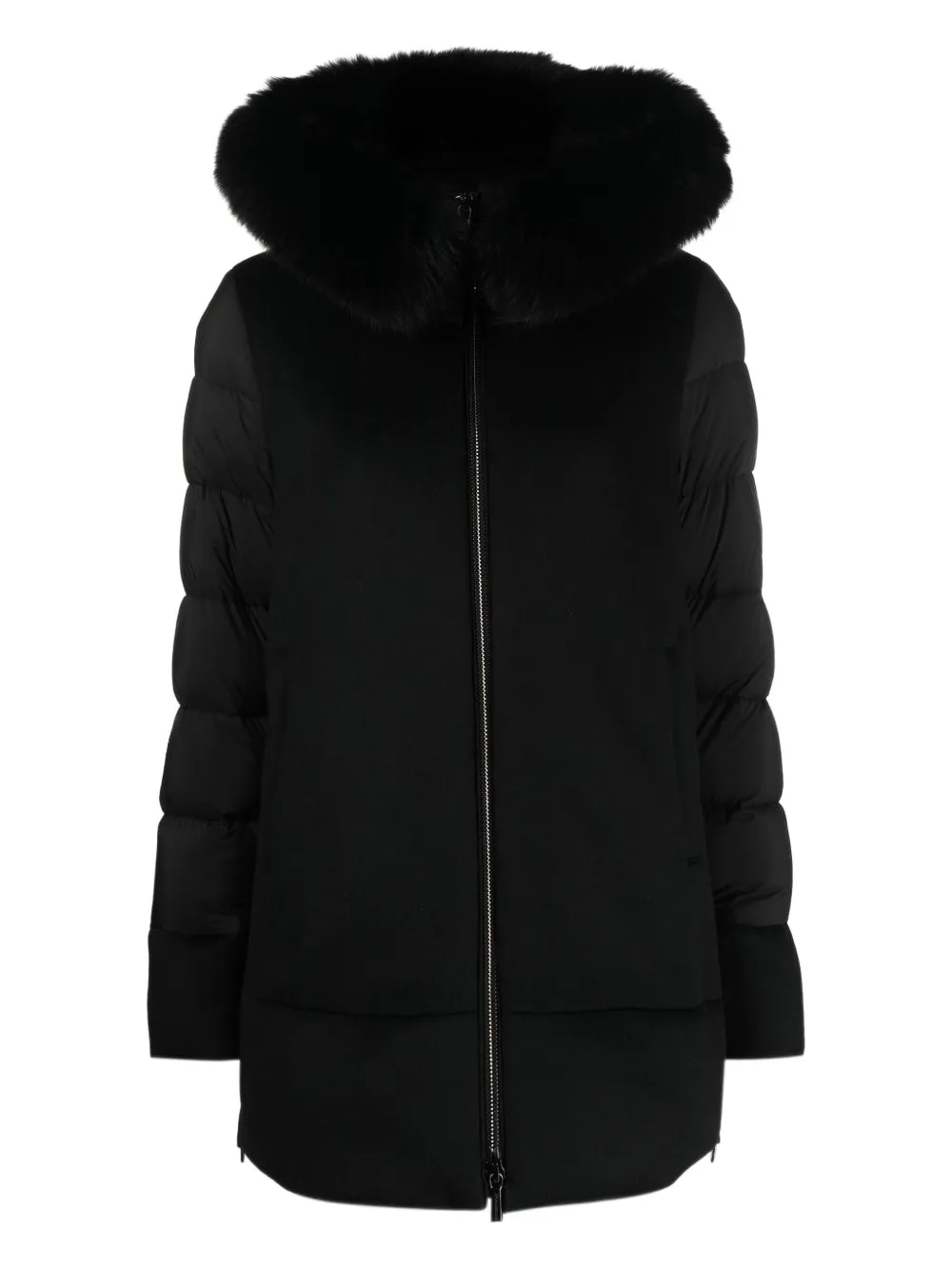 Moorer Fur-trimmed Quilted Down Coat In Black