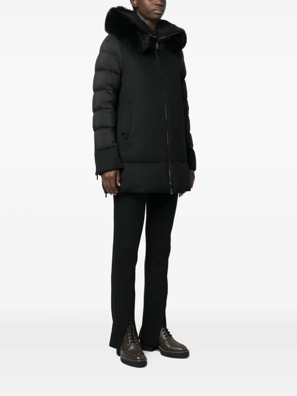 Moorer Fur-trimmed Quilted Down Coat In Black