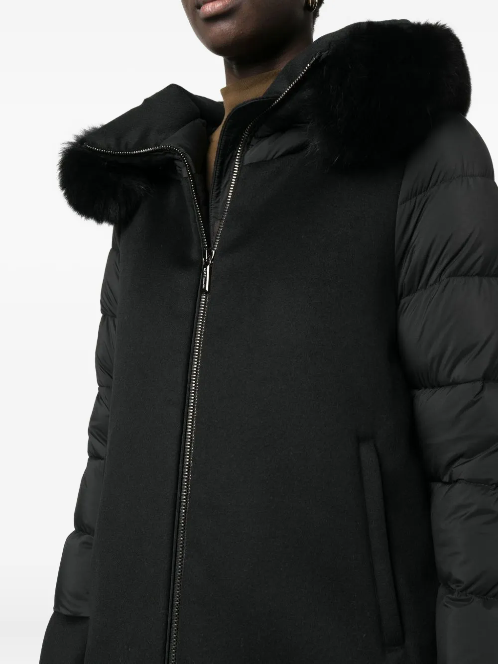 Moorer Fur-trimmed Quilted Down Coat In Black