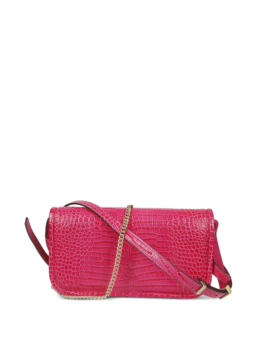 Pinko Small Love Box Crocodile-effect Crossbody Bag In Pink
