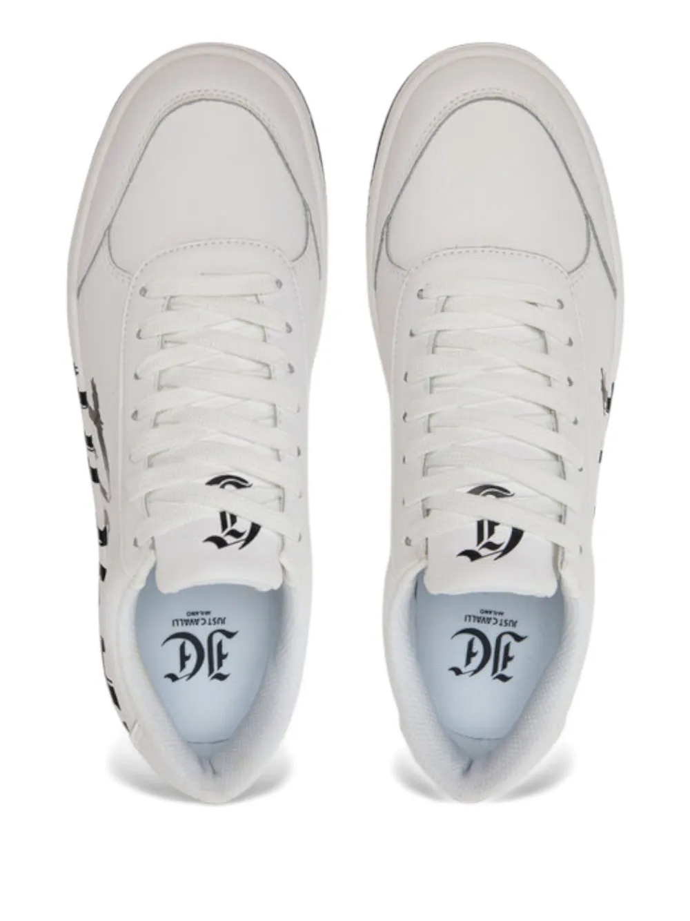 Just Cavalli Low-top Sneakers With Bold Logo Detailing In White