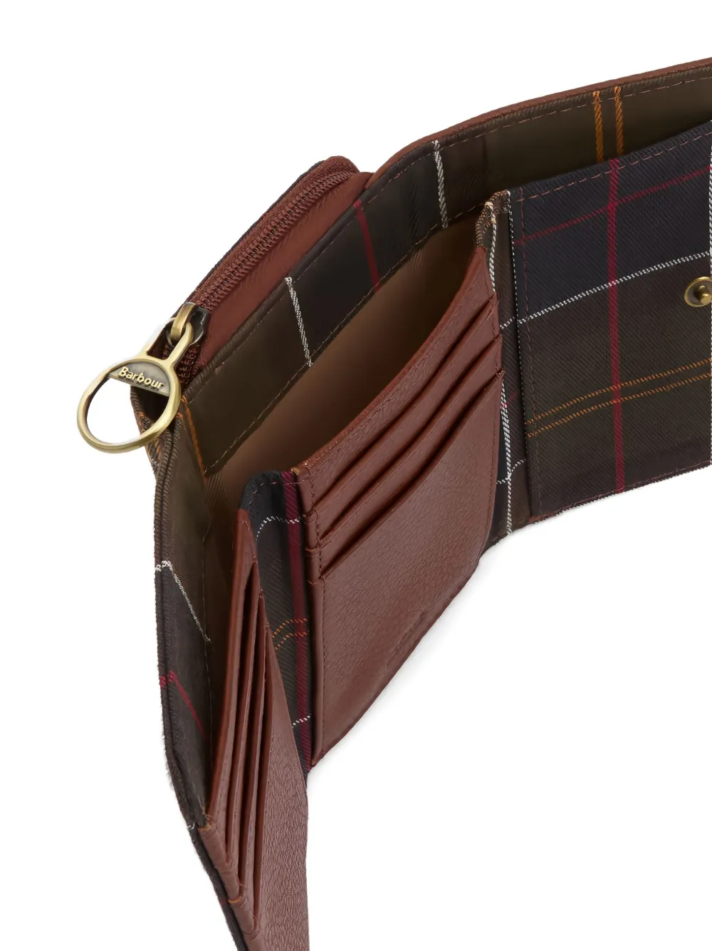 Barbour Rosa Leather Tartan Zip Wallet In Burgundy