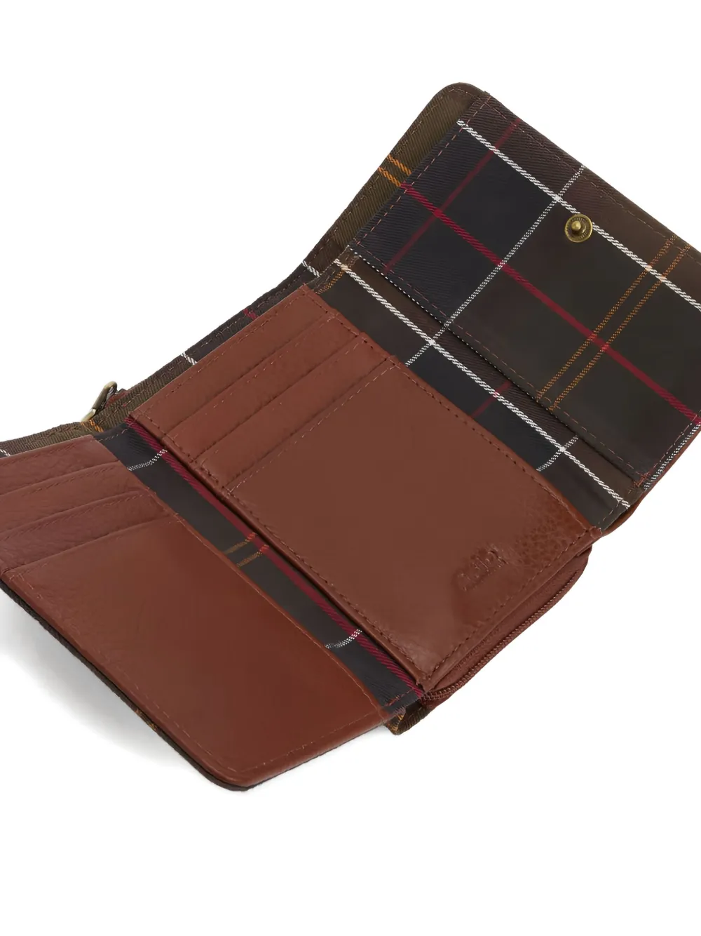 Barbour Rosa Leather Tartan Zip Wallet In Burgundy