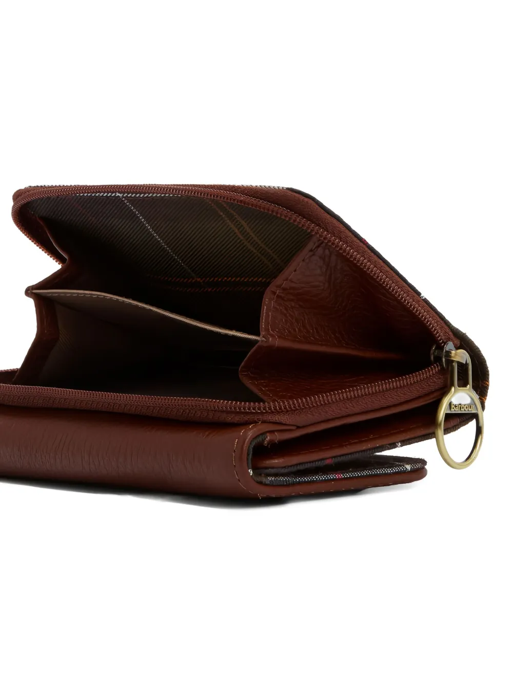 Barbour Rosa Leather Tartan Zip Wallet In Burgundy