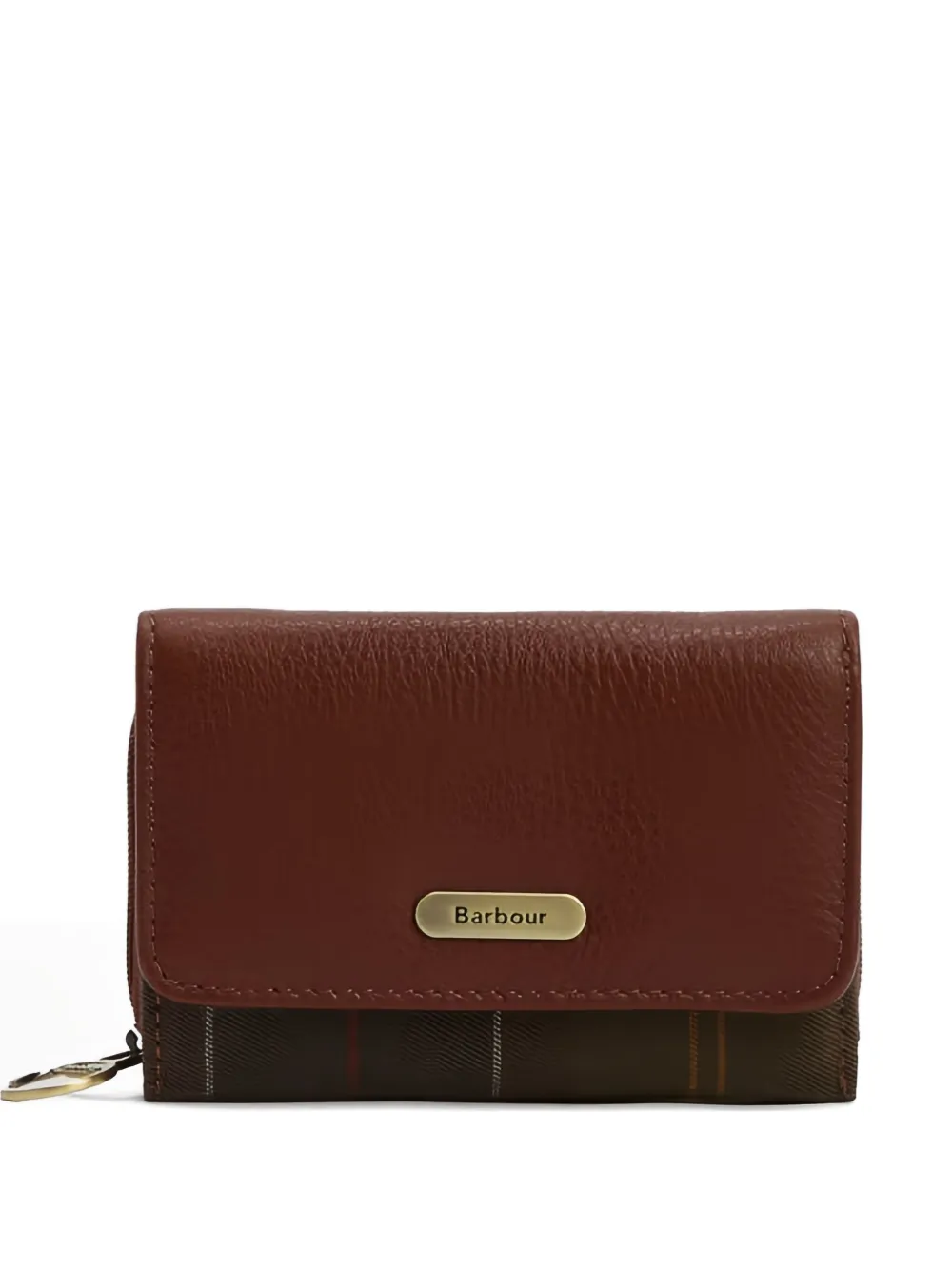 Barbour Rosa Leather Tartan Zip Wallet In Burgundy