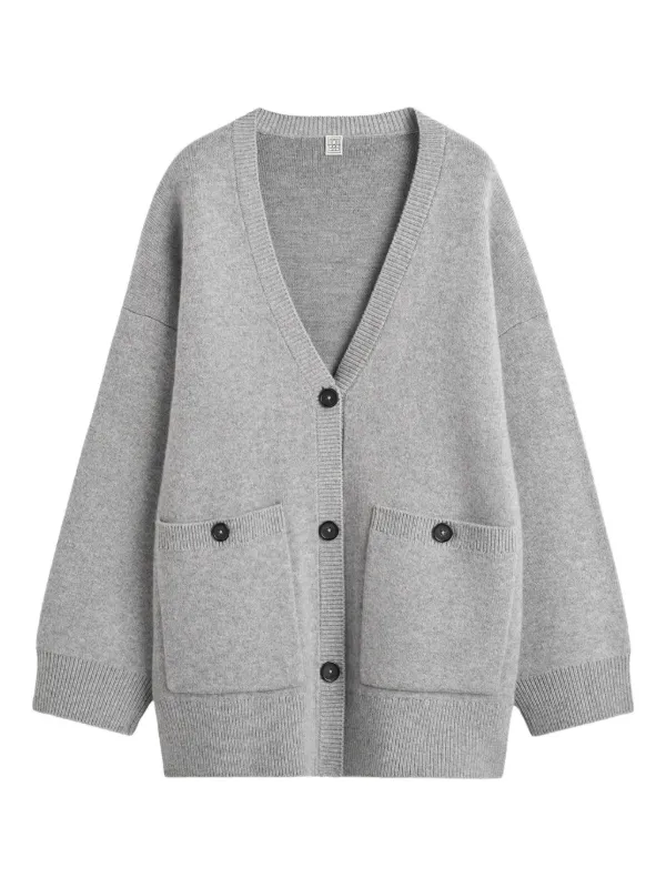 TOTEME Pocket v-neck Cardigan Grey FARFETCH IN