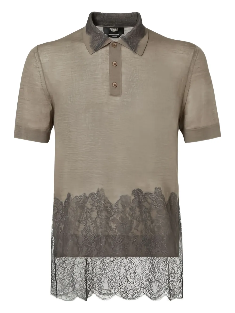 FENDI playera tipo polo con panel de encaje | gris | Image 1