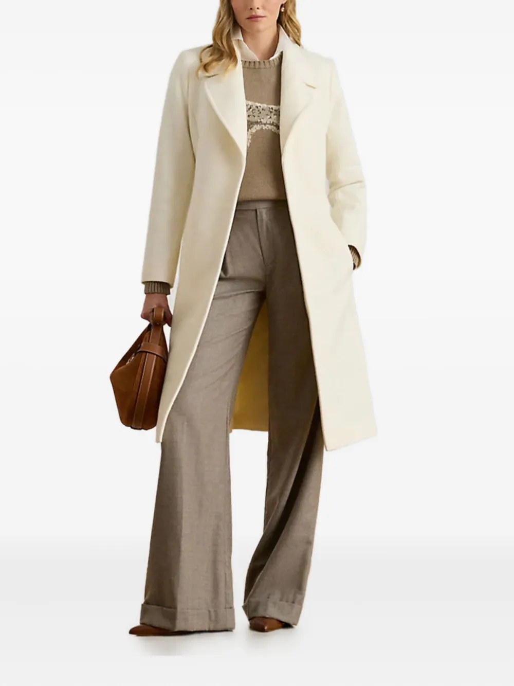 Ralph Lauren Belted Coat In Neutral