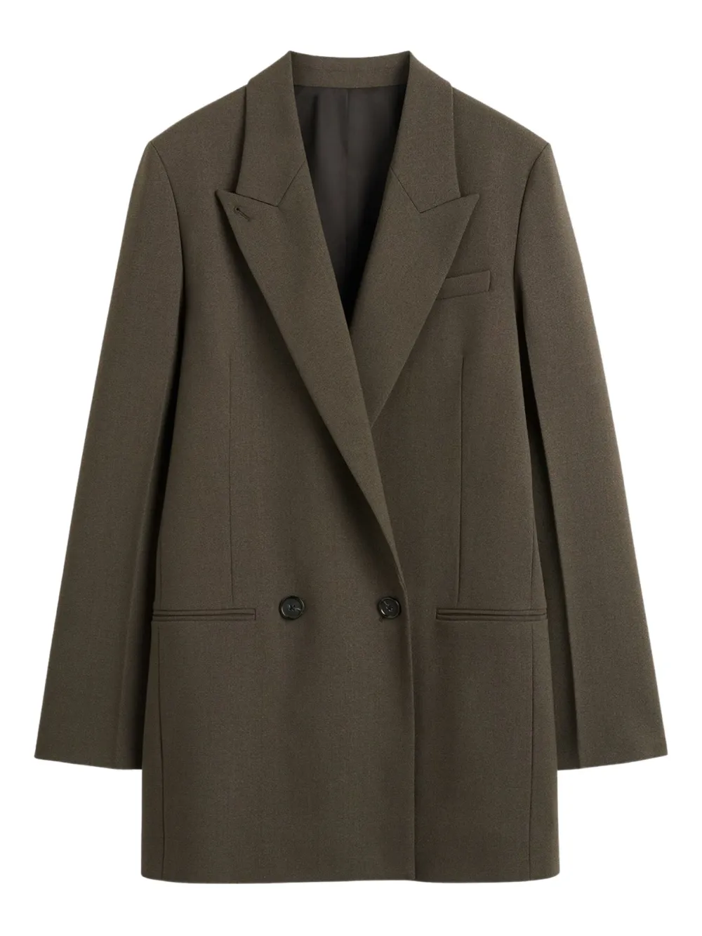 Totême Toteme Shield Double-breasted Wool-blend Blazer In Brown