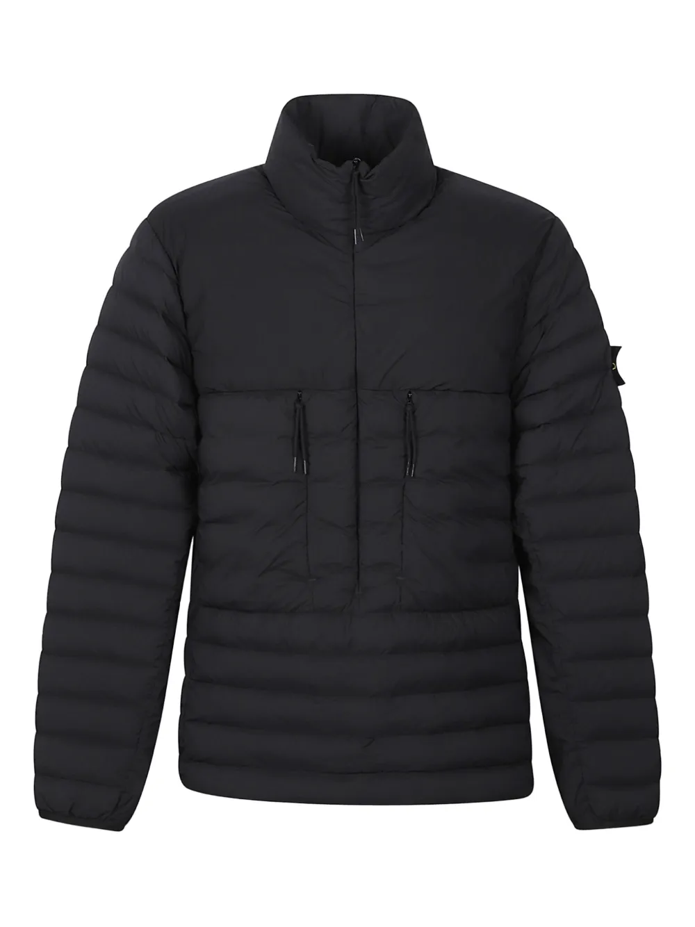 Stone Island quilted logo-patch jacket - ブラック Stone Island quilted logo-patch jacket - ブラック