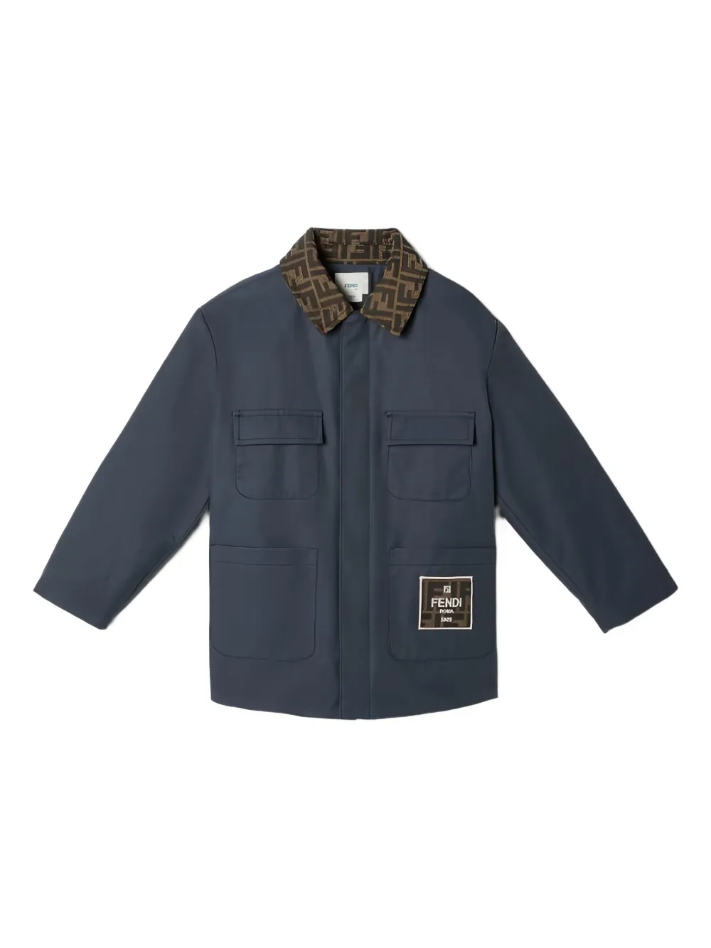 Fendi Kids logo-plaque pocket jacket - ブルー Fendi Kids logo-plaque pocket jacket - ブルー