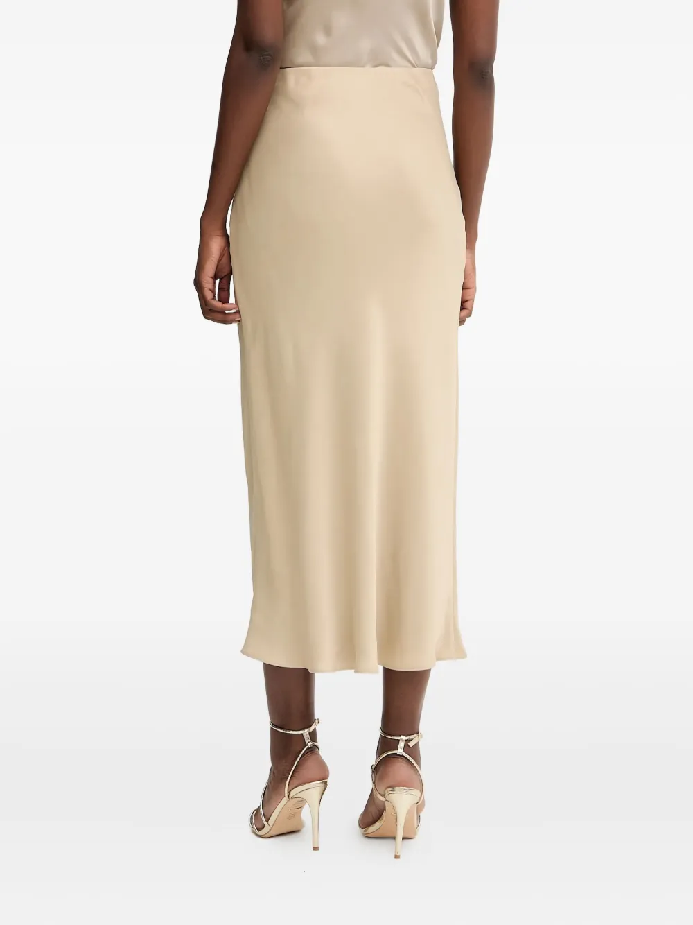 Hugo Boss Satin-effect Midi Skirt In Neutral
