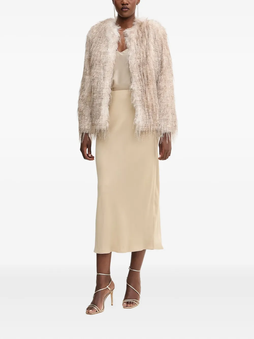 BOSS Midi-rok met satijnen-effect - Beige
