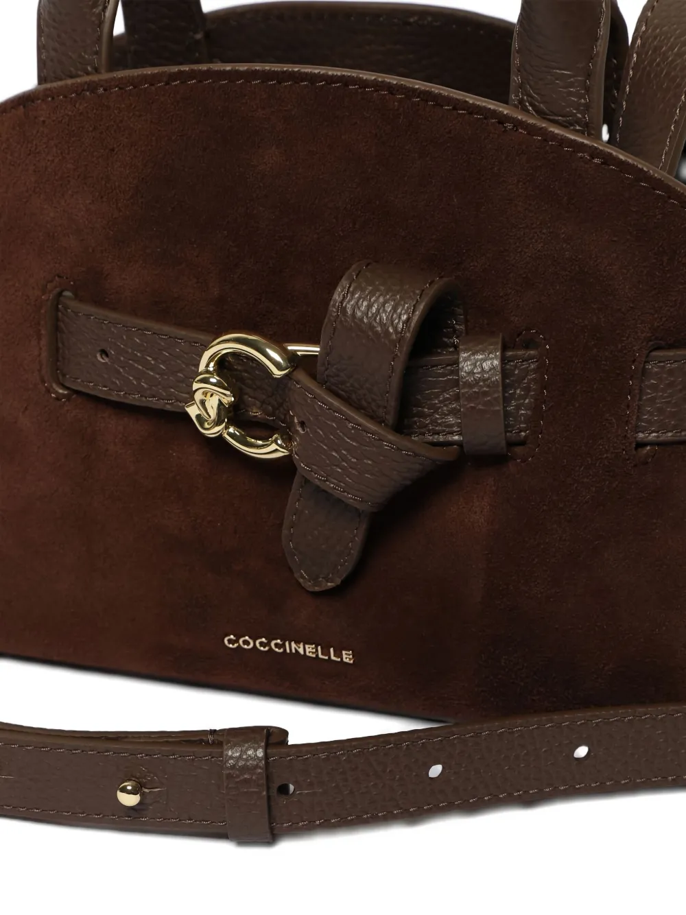Coccinelle Structured Brown Calfskin Shoulder Bag In Brown