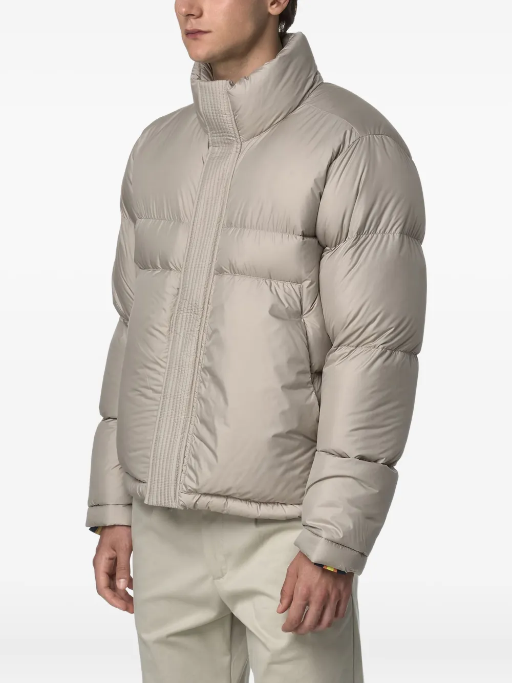 K-way Padded Quilted Bomber Jacket Pockets In Gray