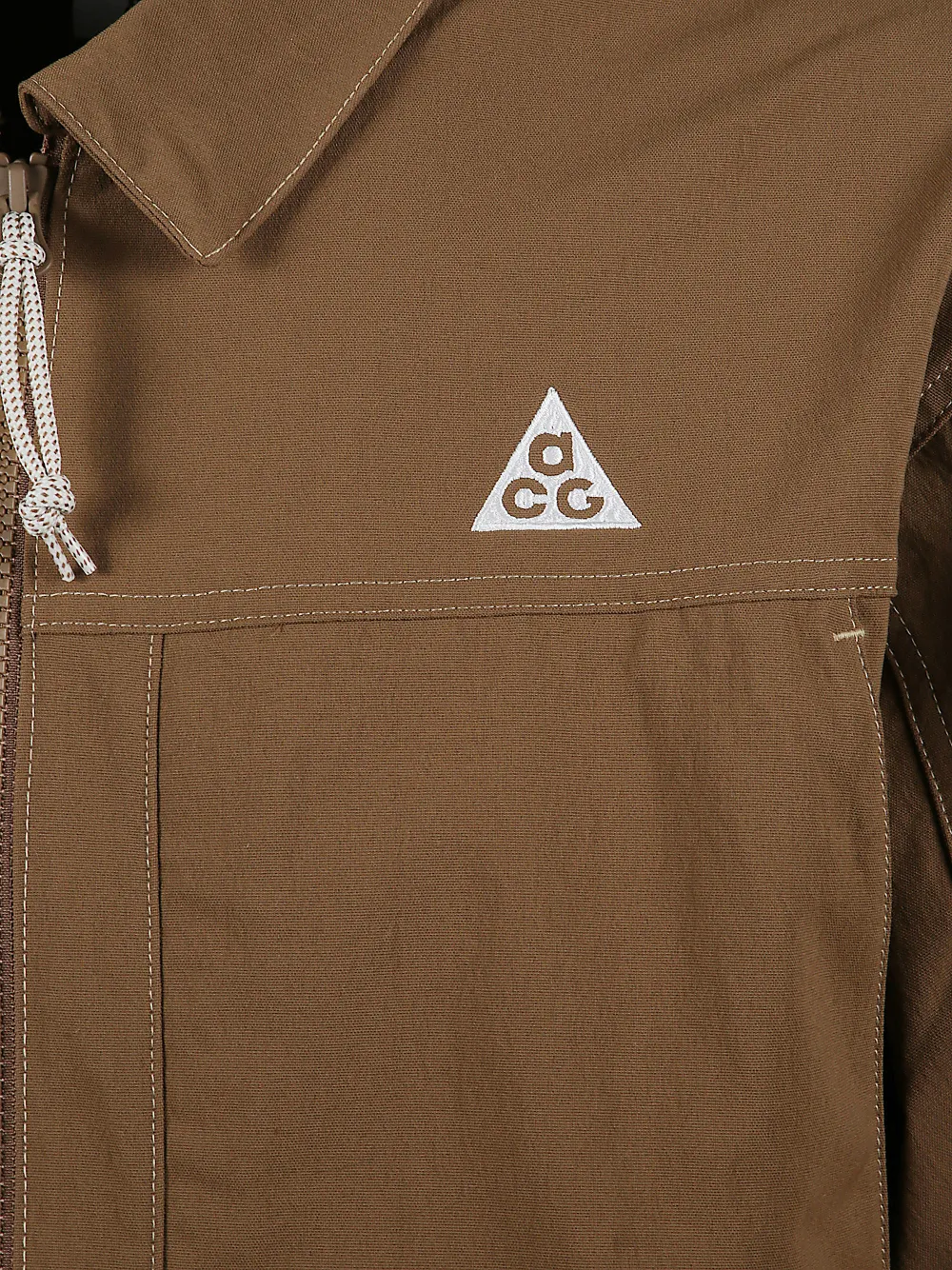 Nike Summit Acg Long Sleeve Collared Overshirt In Brown